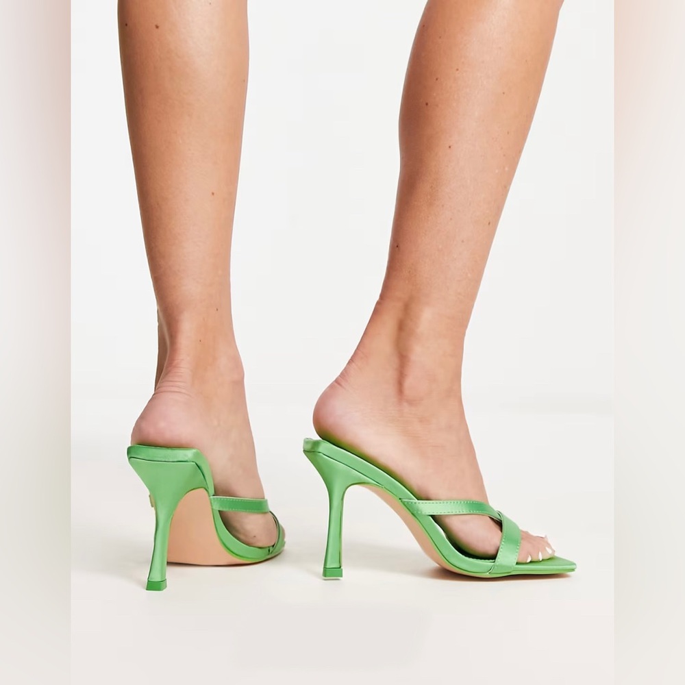 Public Desire Kristen Satin Square-Toe Stilleto Sandals Size 7 - Picture 2 of 7